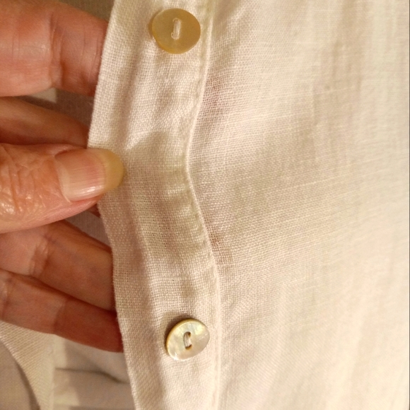 Francesca Bettini Linen Sleeveless Button Up Top SZ Large w/ Sequined detail - Picture 7 of 11